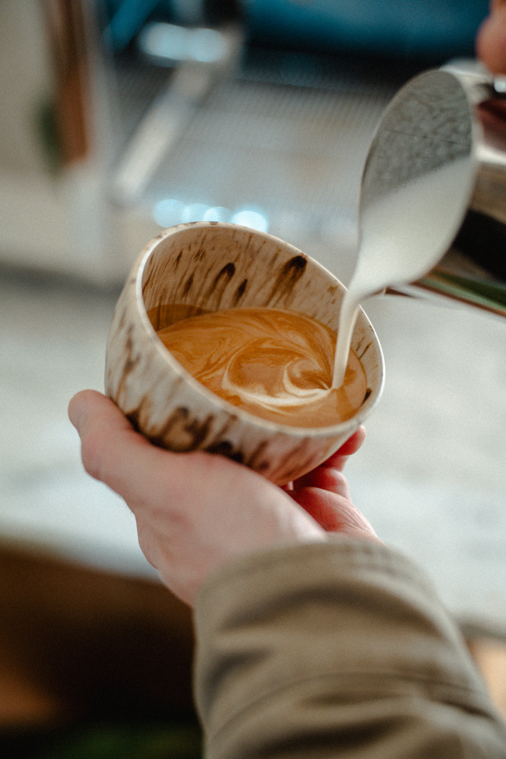 Original MELViN Cappuccino Tasse – Design Keramik Unikat Deutschland